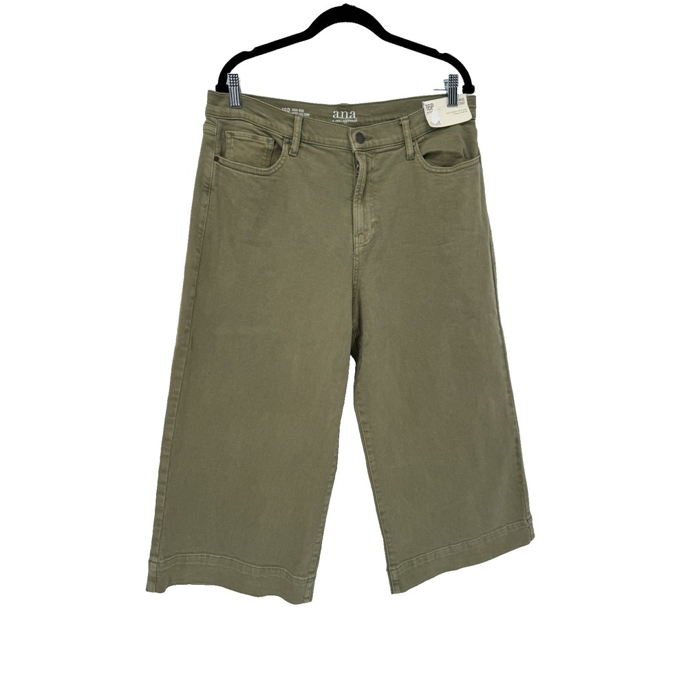 ANA‎ high rise wide leg crop green Pants Jeans NWT cropped capri barrel 16P
